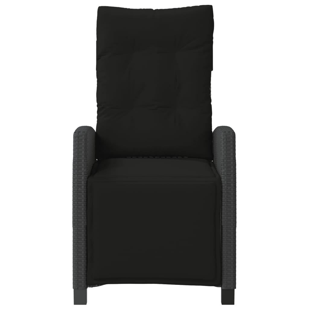 3-dijelni bistro set s jastucima crni od poliratana