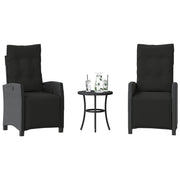 3-dijelni bistro set s jastucima crni od poliratana Crna