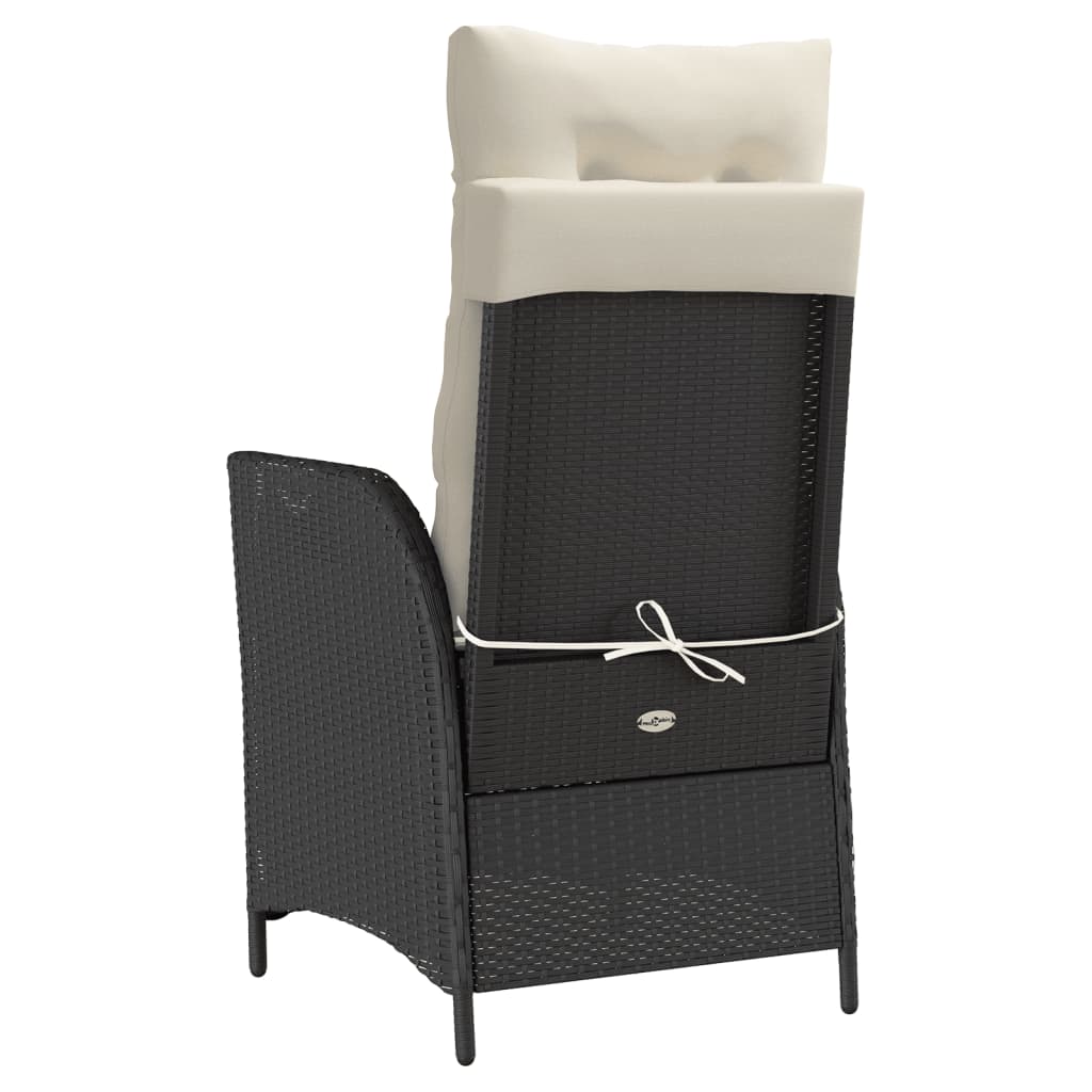 3-dijelni bistro set s jastucima crni od poliratana
