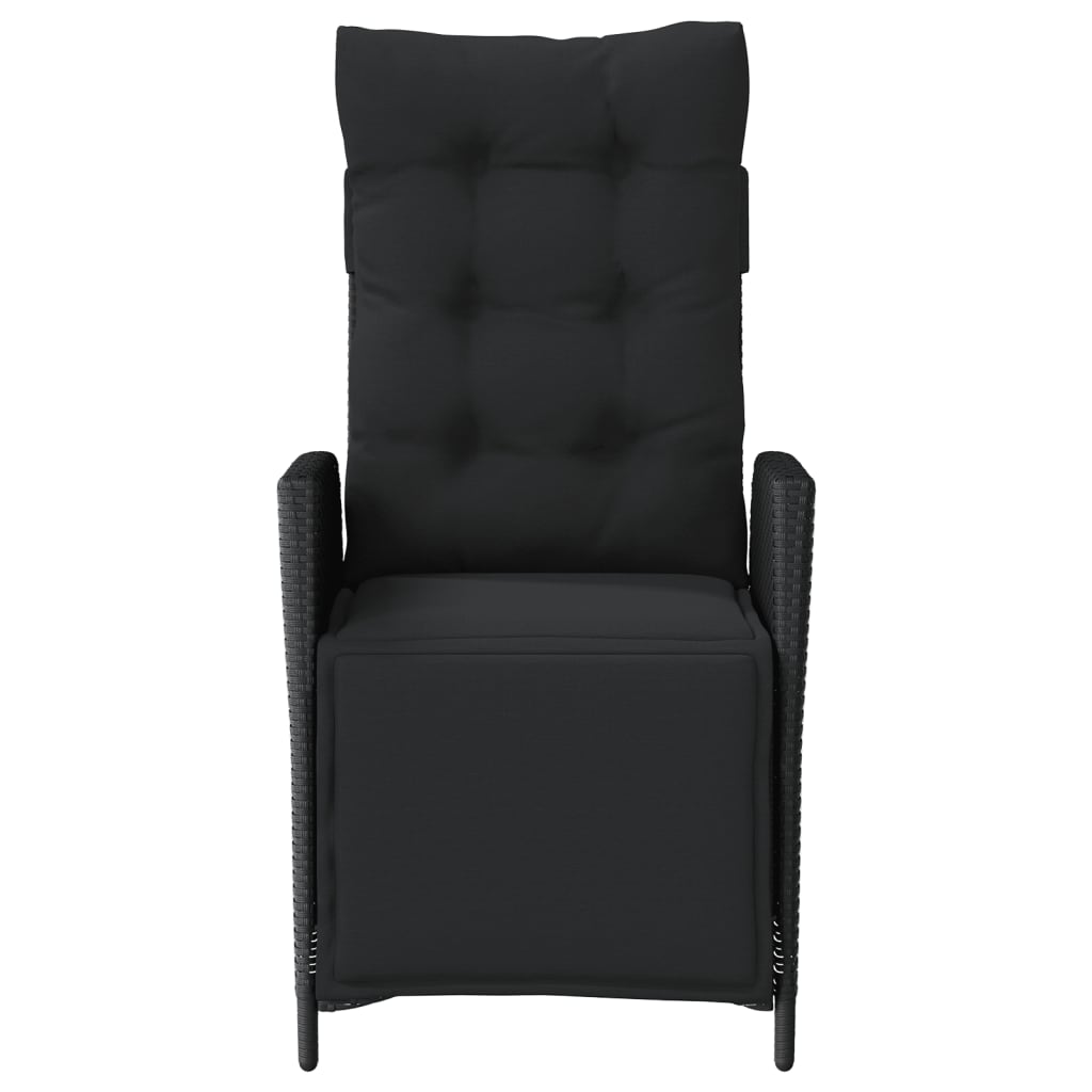 3-dijelni bistro set s jastucima crni od poliratana
