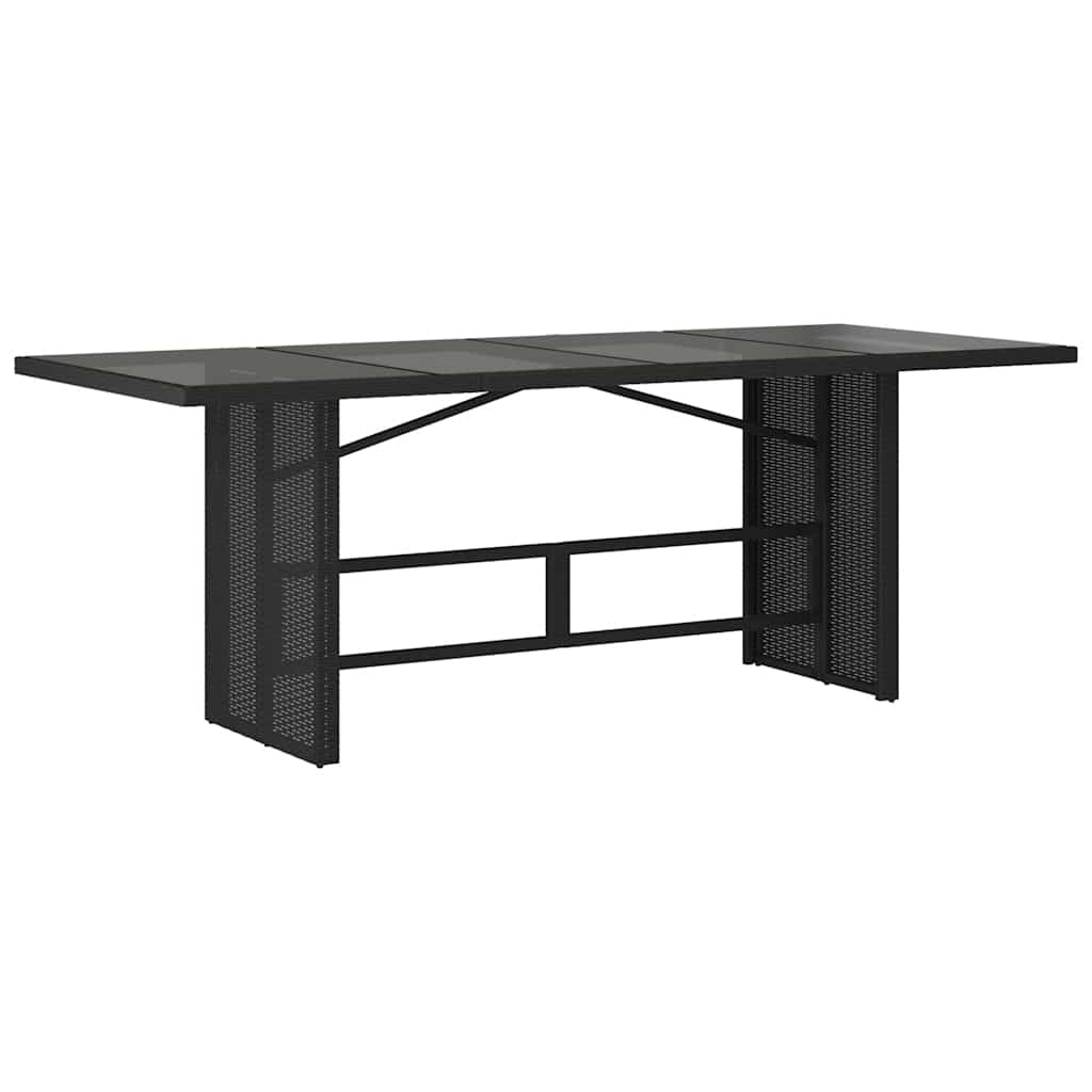 Vrtni stol sa staklenom pločom crni 190x80x74 cm od poliratana
