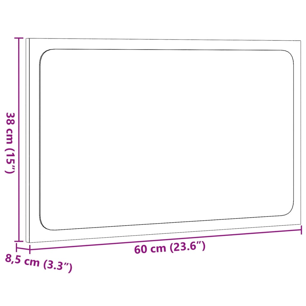 LED kupaonsko ogledalo boja dimljenog hrasta 60x8,5x38cm drveno