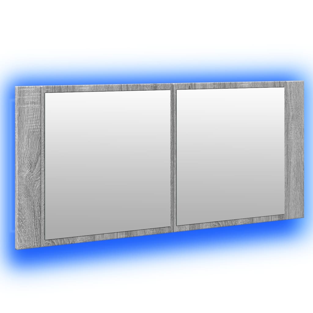 LED kupaonski ormarić s ogledalom siva boja hrasta 100x12x45 cm