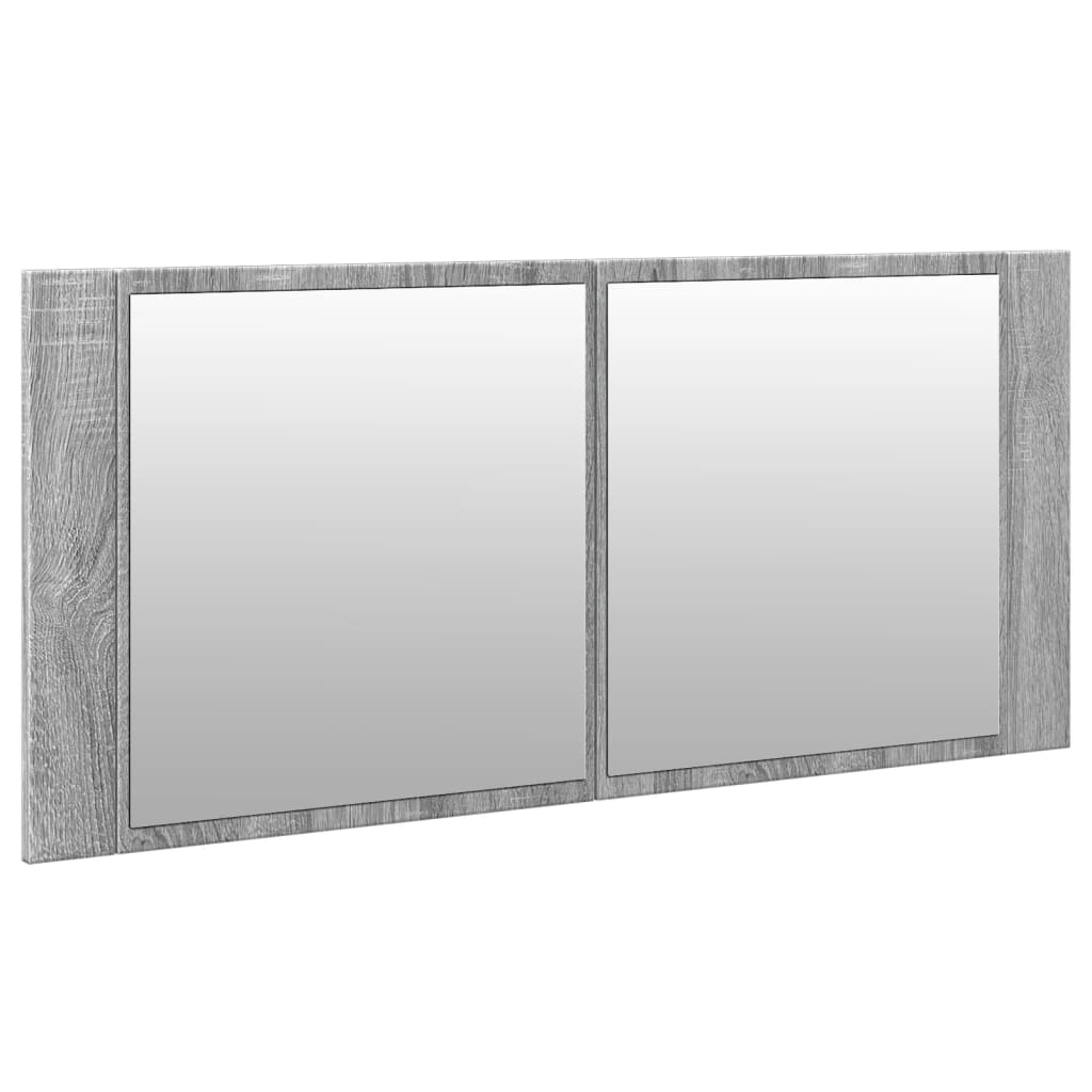 LED kupaonski ormarić s ogledalom siva boja hrasta 100x12x45 cm