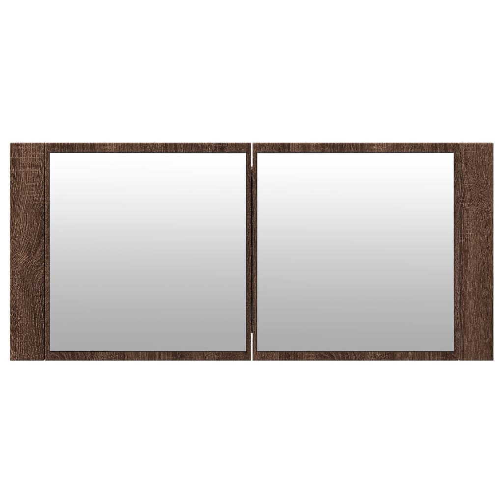 LED kupaonski ormarić s ogledalom smeđa boja hrasta 100x12x45cm