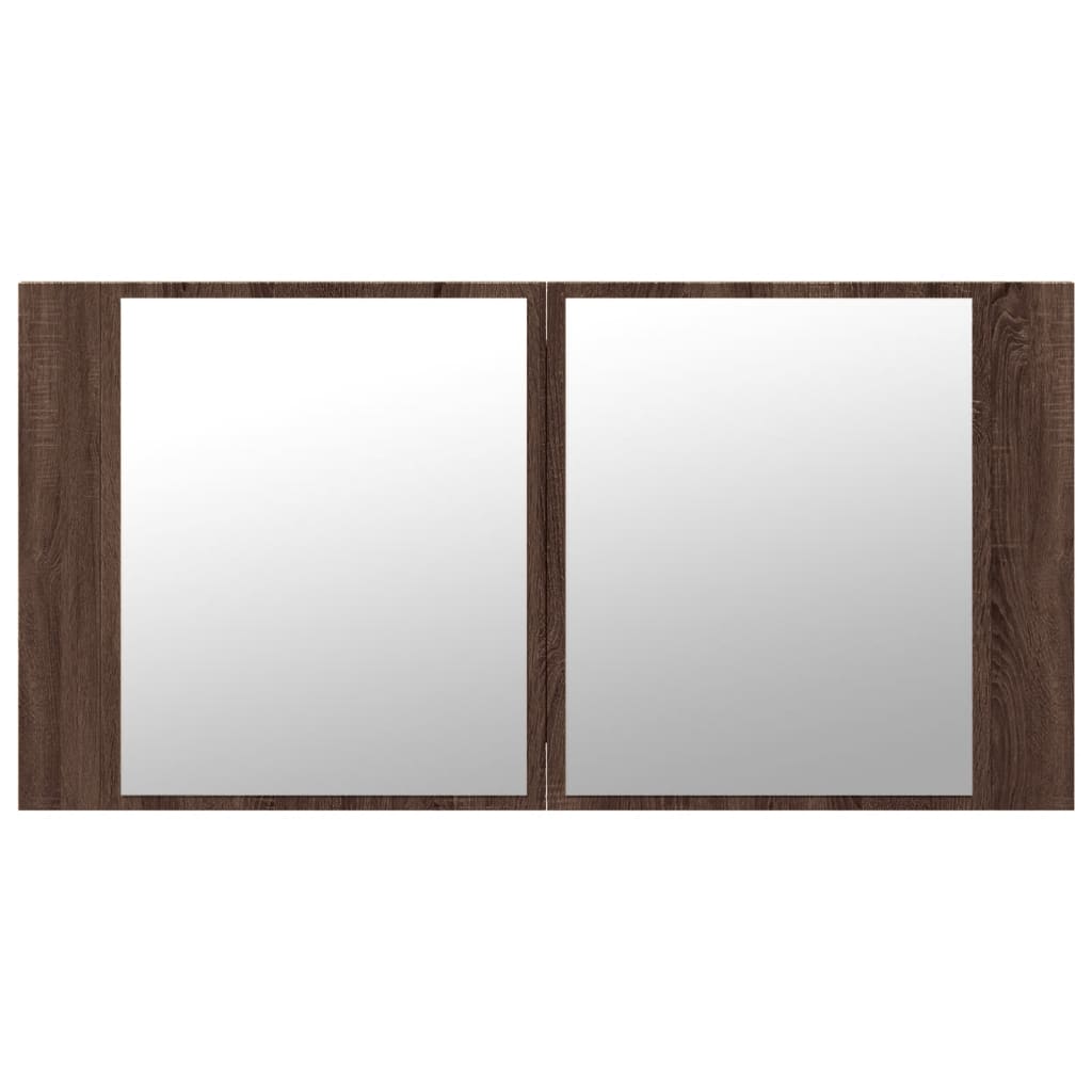 LED kupaonski ormarić s ogledalom boja hrasta 90x12x45 akrilni