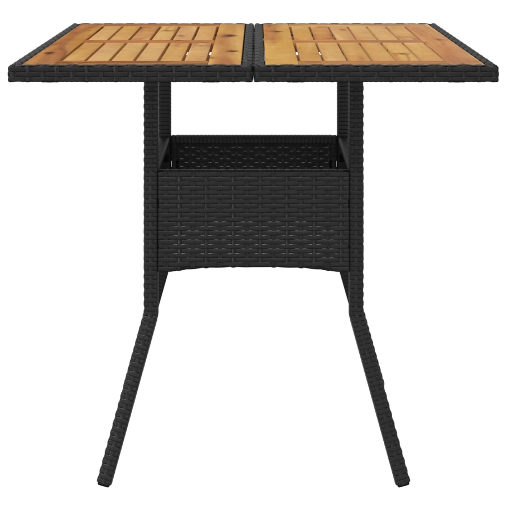 Vrtni stol s pločom od drva bagrema crni 80x80x75 cm poliratan