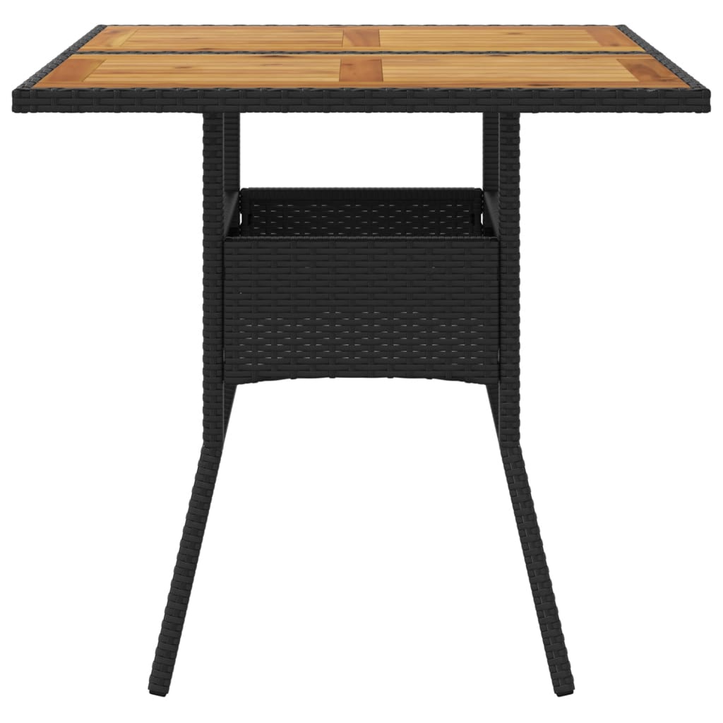 Vrtni stol s pločom od drva bagrema crni 80x80x75 cm poliratan