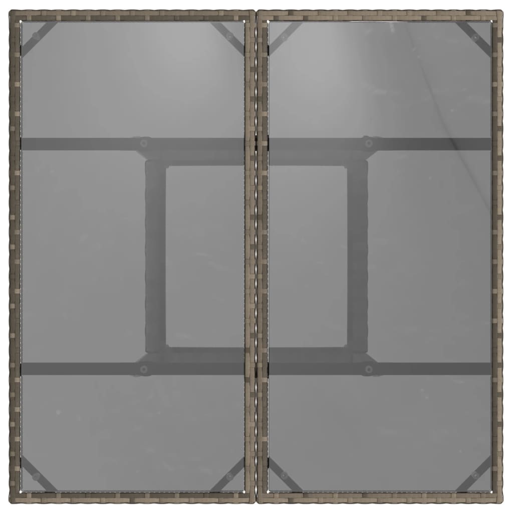 Vrtni stol sa staklenom pločom sivi 80x80x75 cm od poliratana