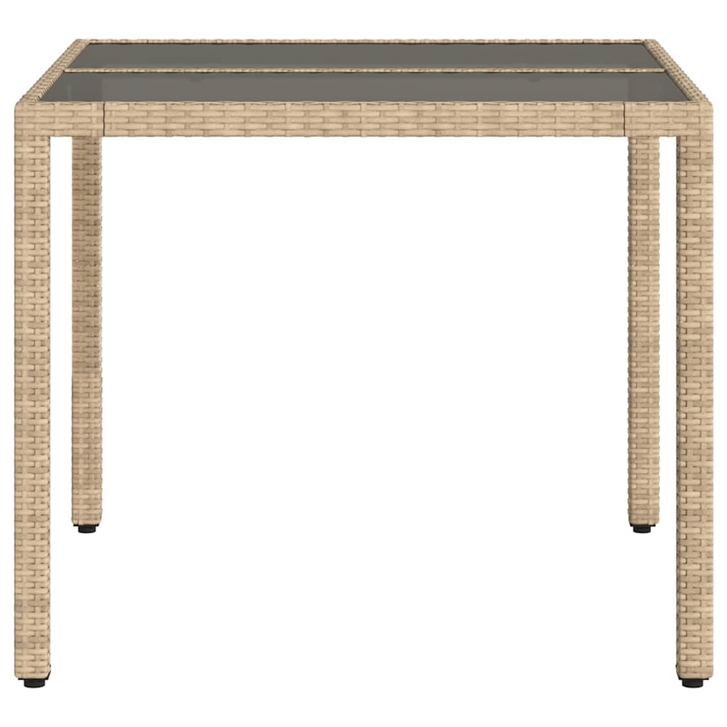 Vrtni stol sa staklenom pločom bež 90x90x75 cm od poliratana