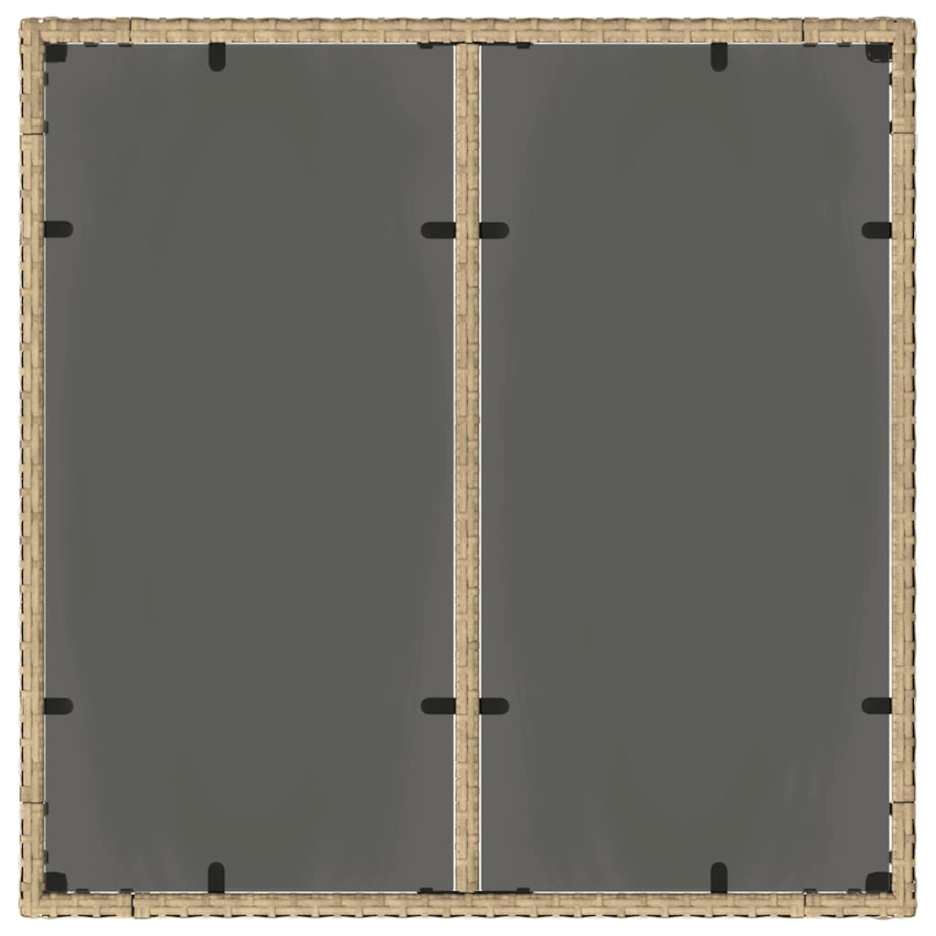 Vrtni stol sa staklenom pločom bež 90x90x75 cm od poliratana