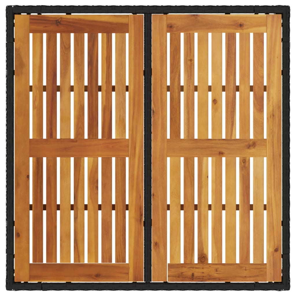 Vrtni stol s pločom od drva bagrema crni 90x90x75 cm poliratana
