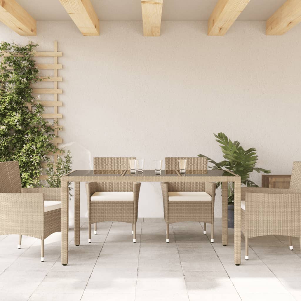 Vrtni stol sa staklenom pločom bež 150x90x75 cm poliratan