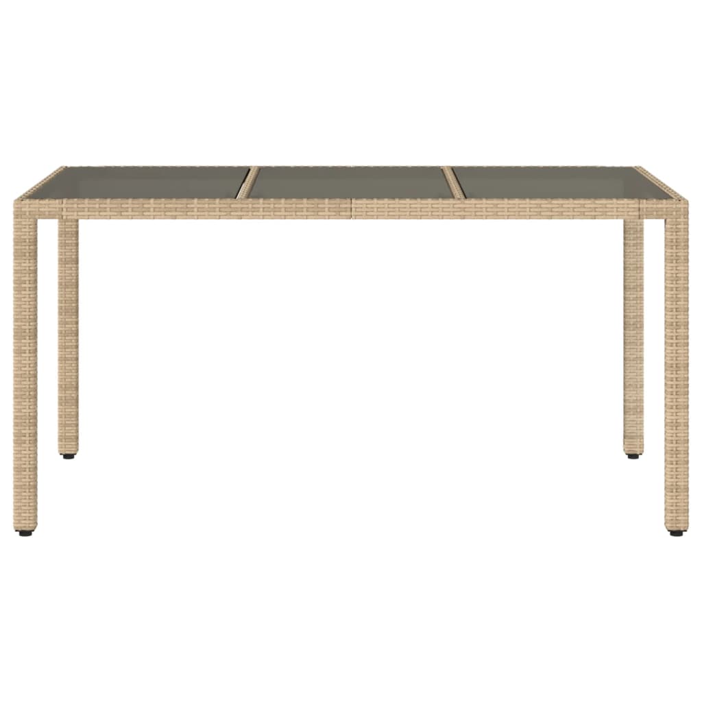 Vrtni stol sa staklenom pločom bež 150x90x75 cm poliratan