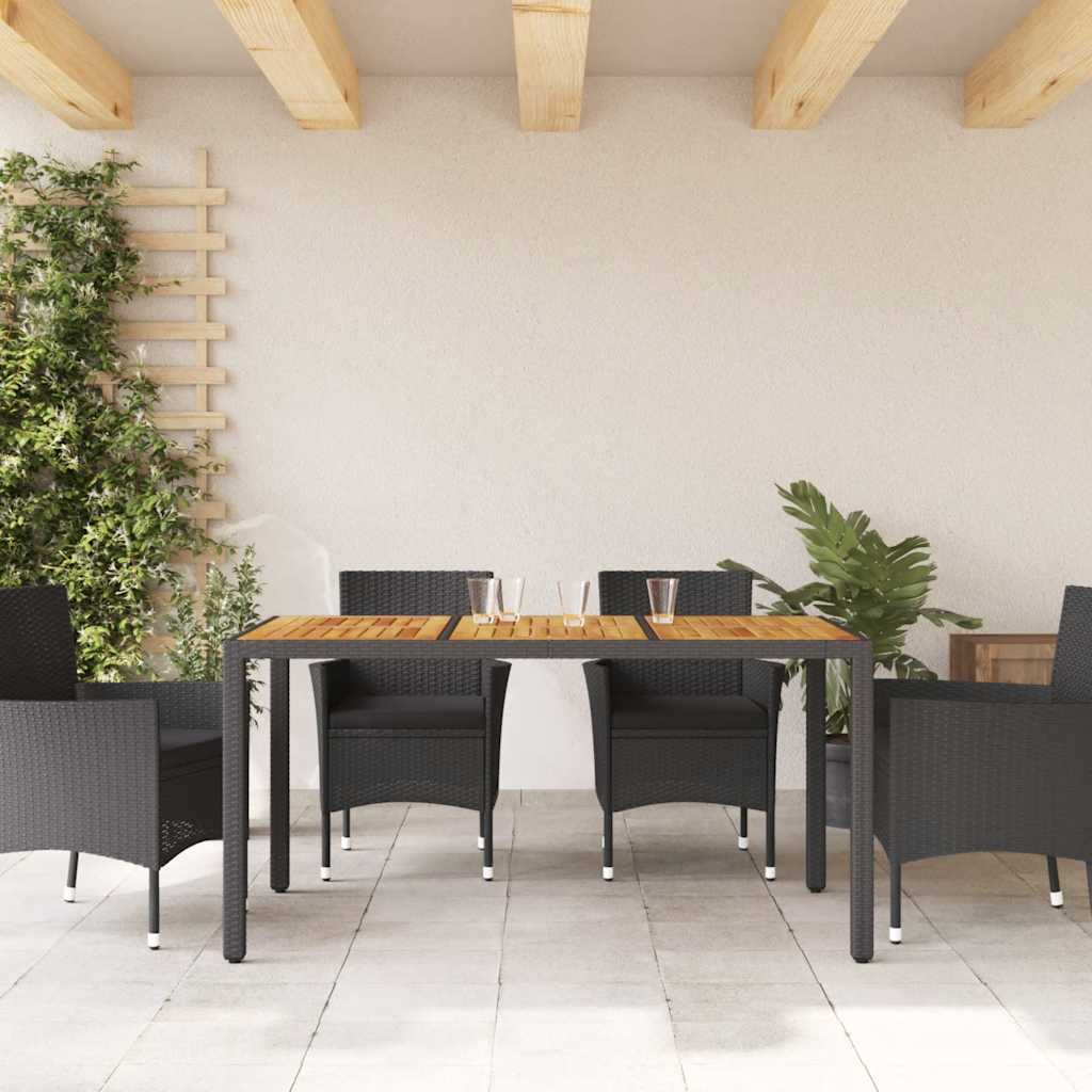 Vrtni stol s pločom od drva bagrema crni 150x90x75cm poliratana