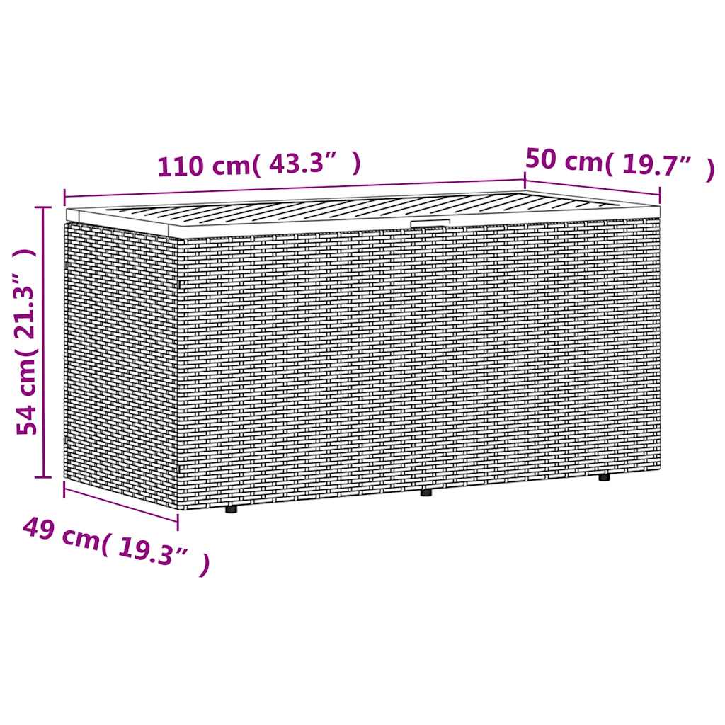 Vrtna kutija za pohranu siva 110x50x54 cm od poliratana i drva