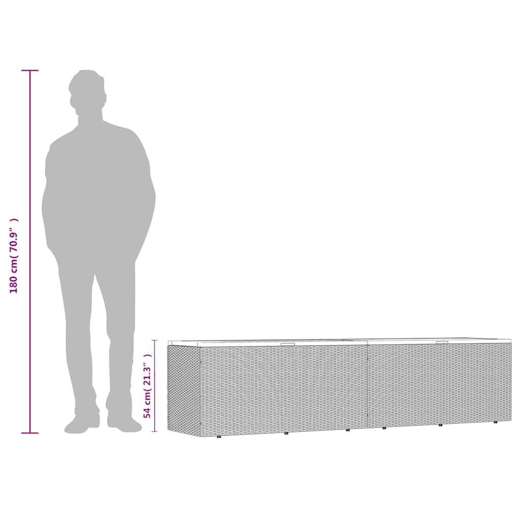 Vrtna kutija za pohranu crna 220x50x54 cm od poliratana i drva