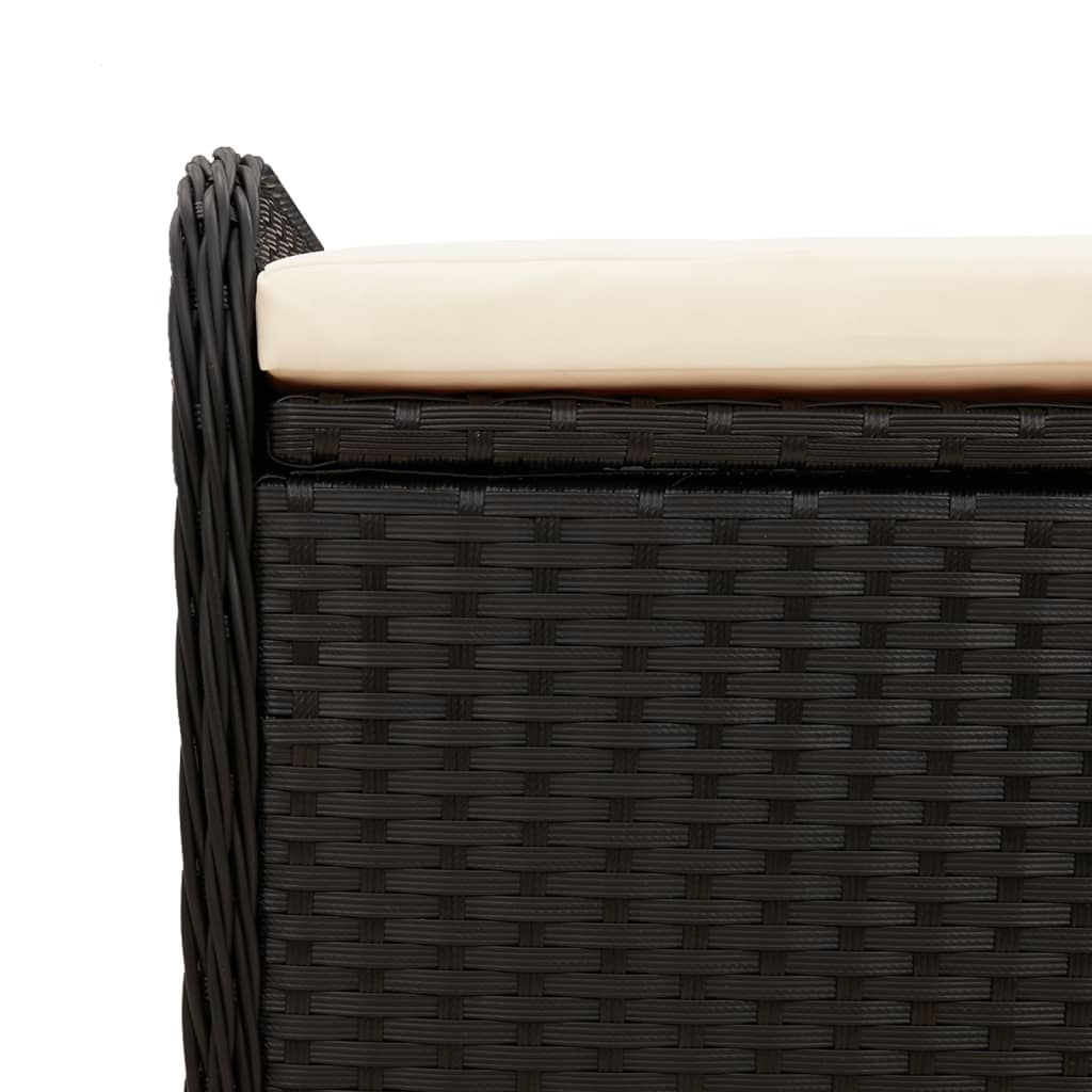 Klupa za pohranu s jastukom crna 115 x 51 x 52 cm od poliratana
