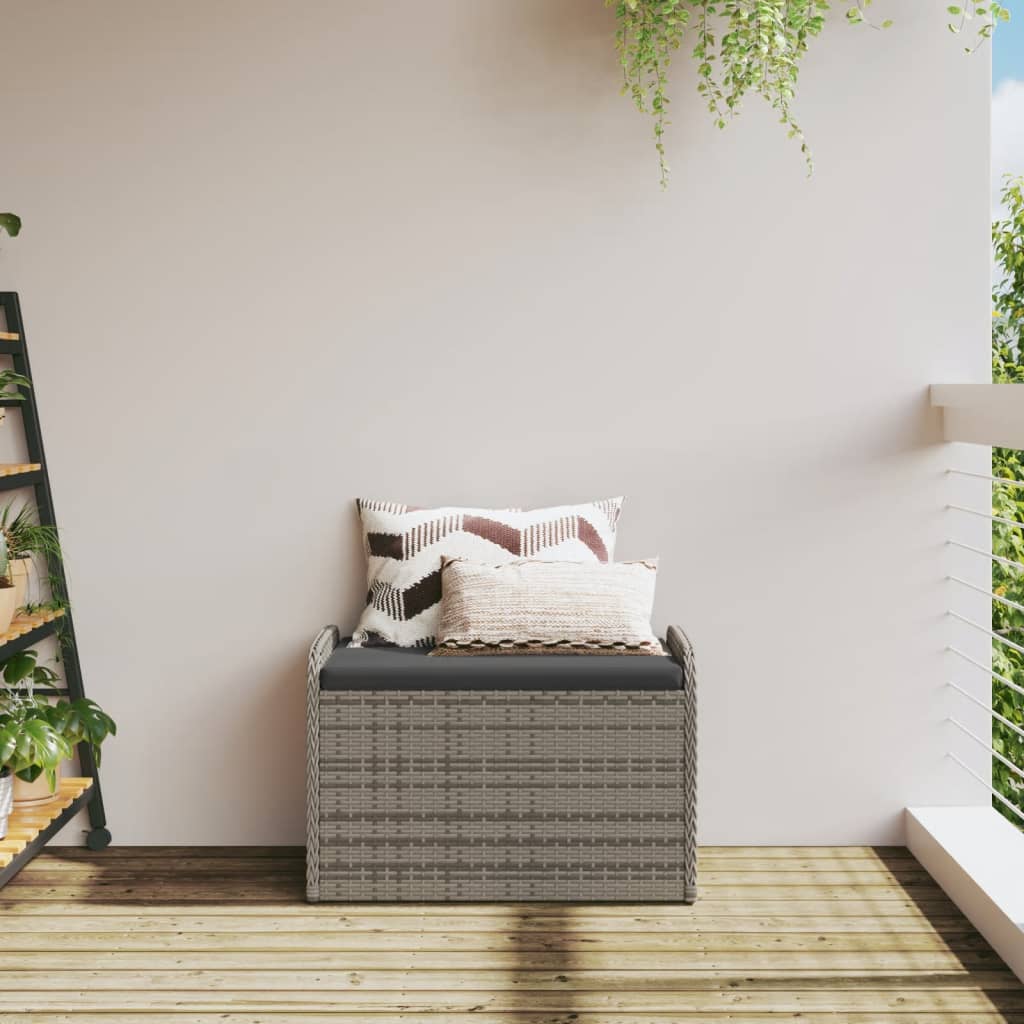 Klupa za pohranu s jastukom siva 80 x 51 x 52 cm od poliratana