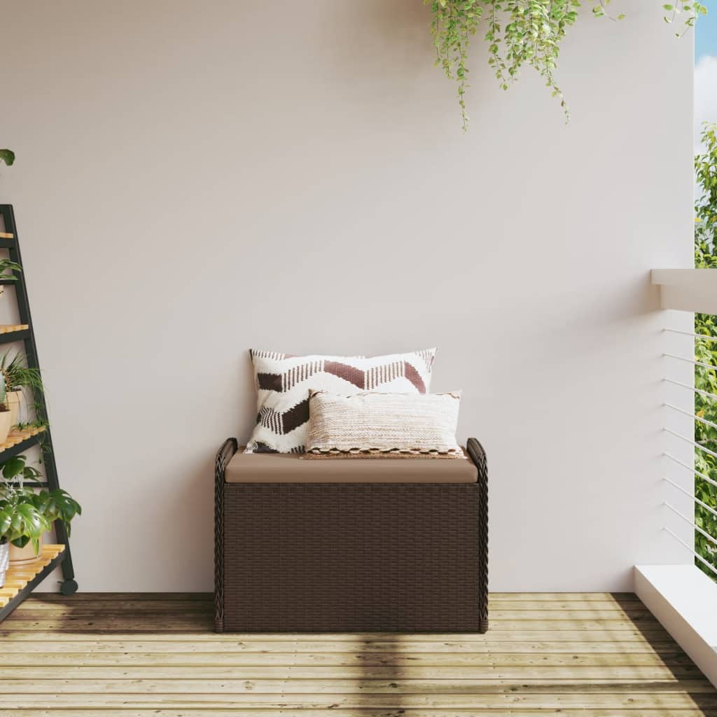 Klupa za pohranu s jastukom smeđa 80 x 51 x 52 cm od poliratana
