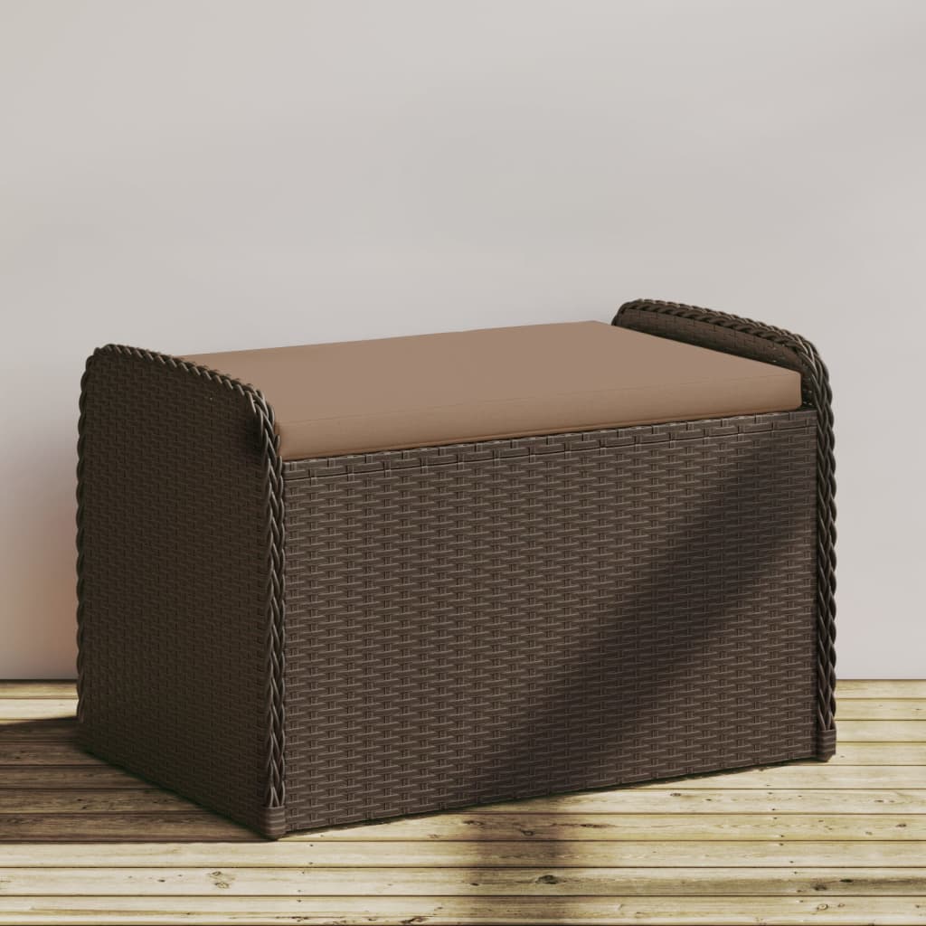 Klupa za pohranu s jastukom smeđa 80 x 51 x 52 cm od poliratana