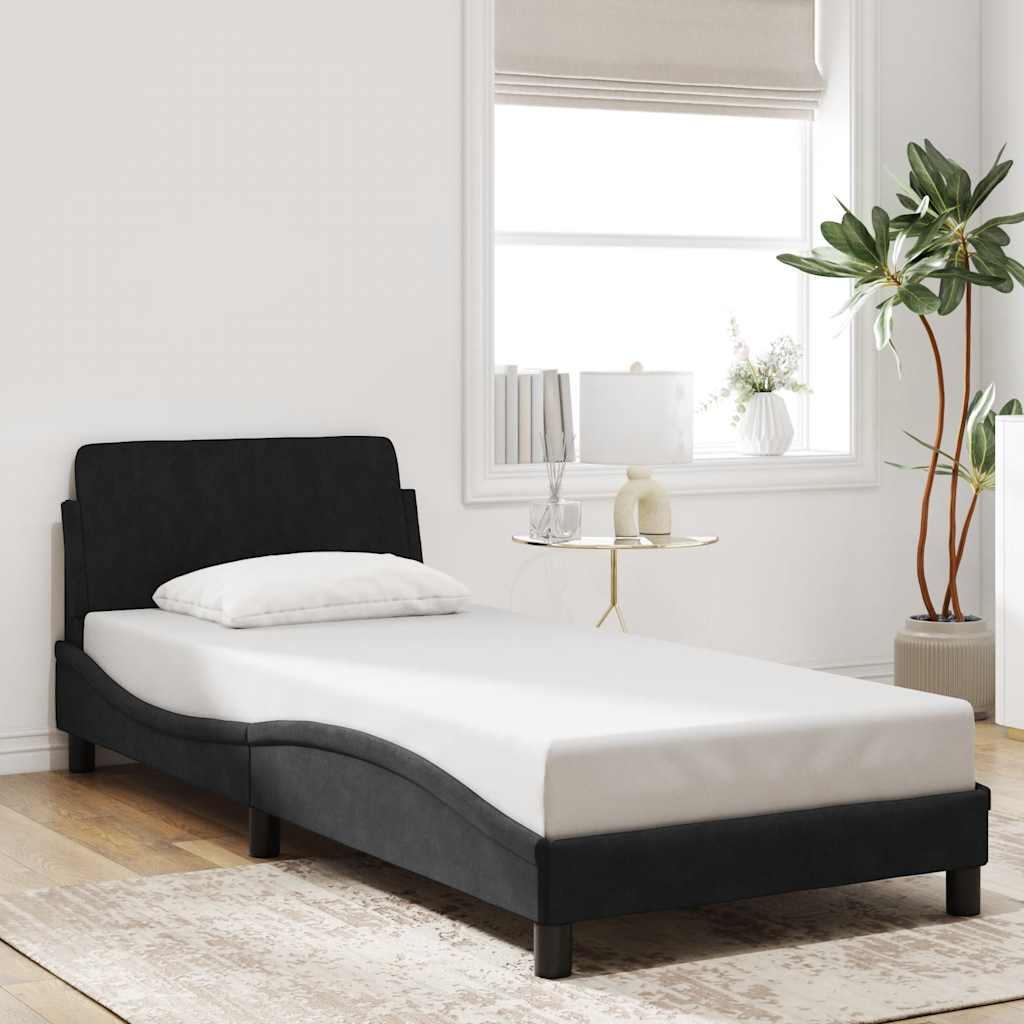 Okvir kreveta s uzglavljem Dover crni 80x200cm baršunasti
