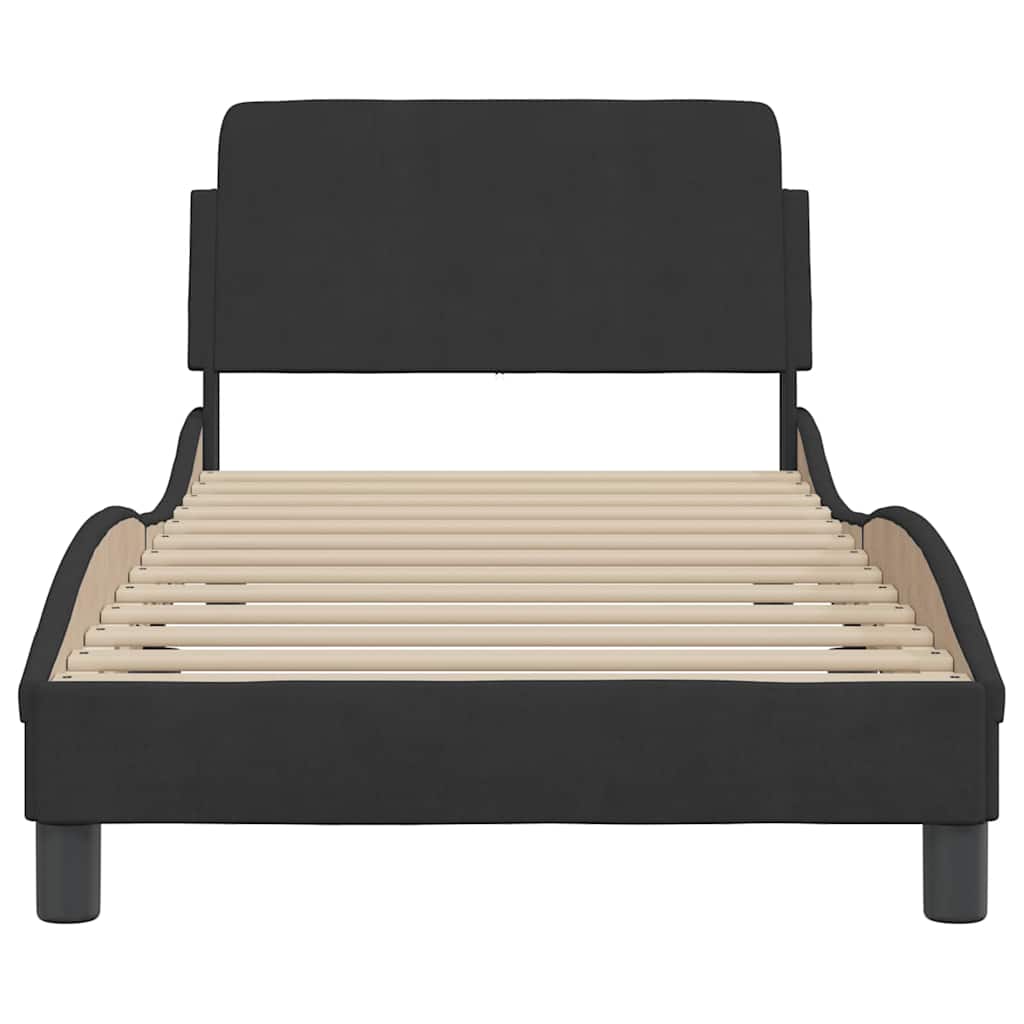 Okvir kreveta s uzglavljem Dover crni 90x190cm baršunasti