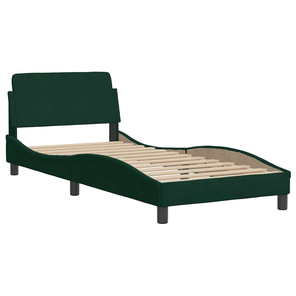 Okvir za krevet Dover tamnozeleni 90x190 cm baršunasti