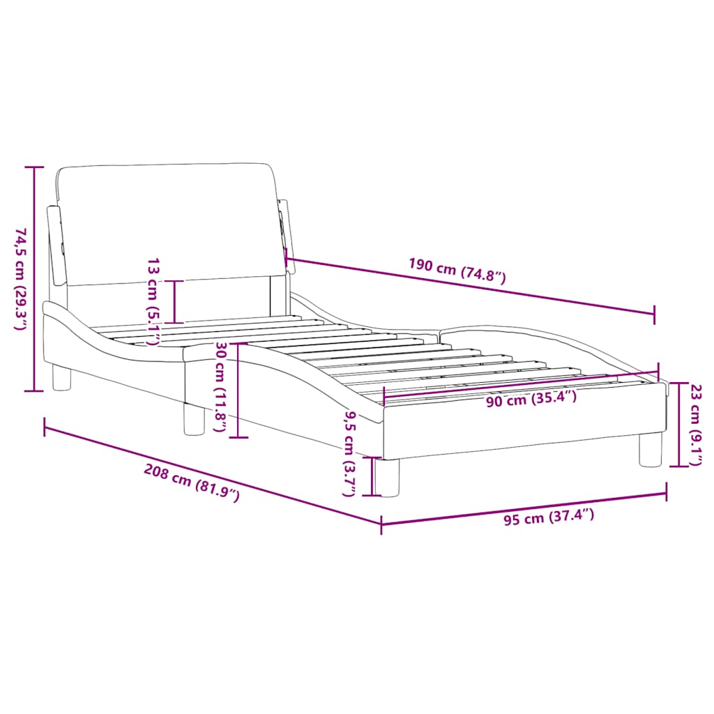 Okvir za krevet Dover bijeli 90x190 cm od umjetne kože