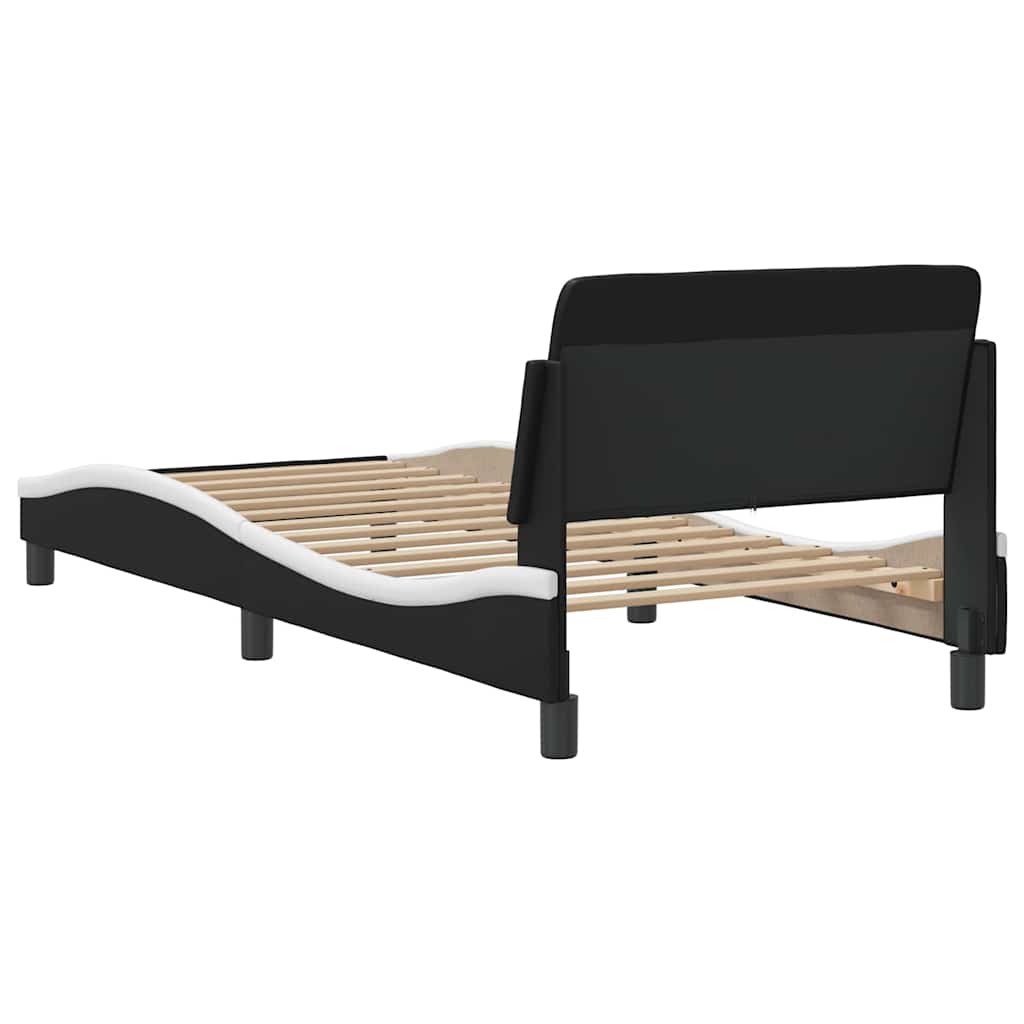 Okvir za krevet Dover crno-bijeli 90 x 200 cm umjetna koža