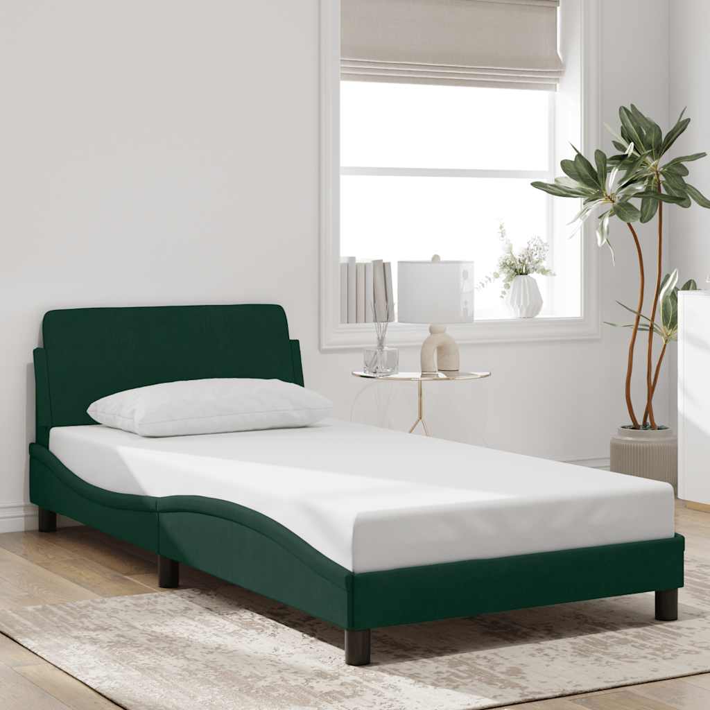 Okvir za krevet Dover tamnozeleni 100x200 cm baršunasti