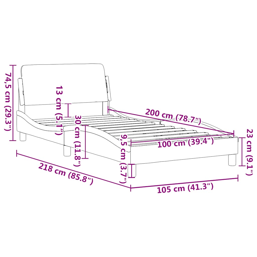 Okvir za krevet Dover boja cappuccina 100x200 cm umjetna koža