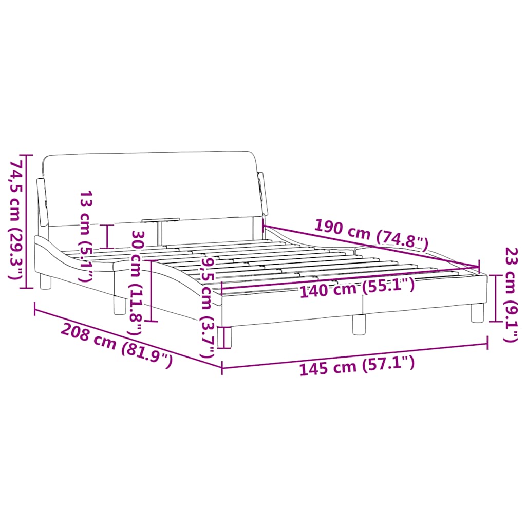 Okvir za krevet Dover crno-bijeli 140x190 cm umjetna koža