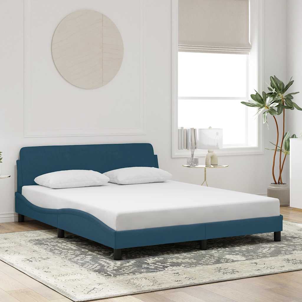 Okvir za krevet s uzglavljem Dover plavi 160 x 200 cm baršunasti