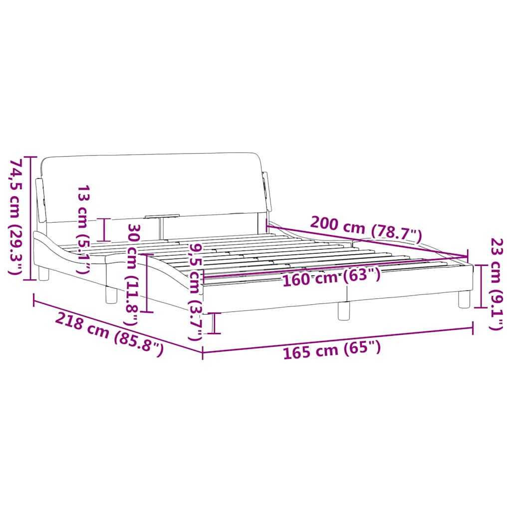 Okvir za krevet Dover sivi 160x200 cm od umjetne kože