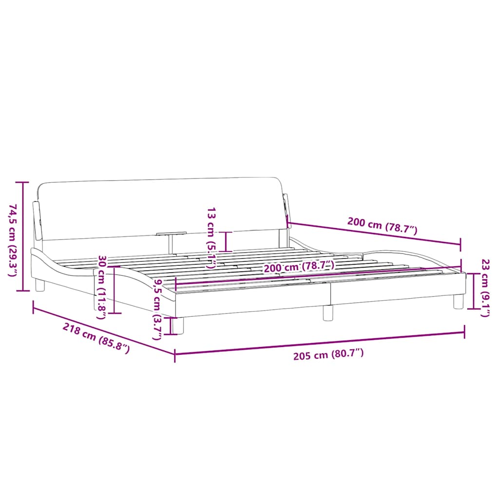 Okvir za krevet Dover crno-bijeli 200x200cm umjetna koža