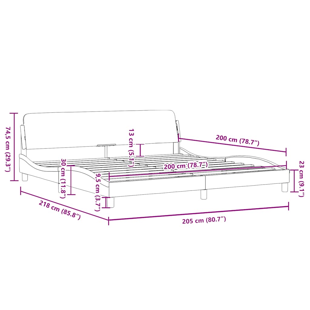 Okvir za krevet Dover bijelo-crni 200x200cm umjetna koža