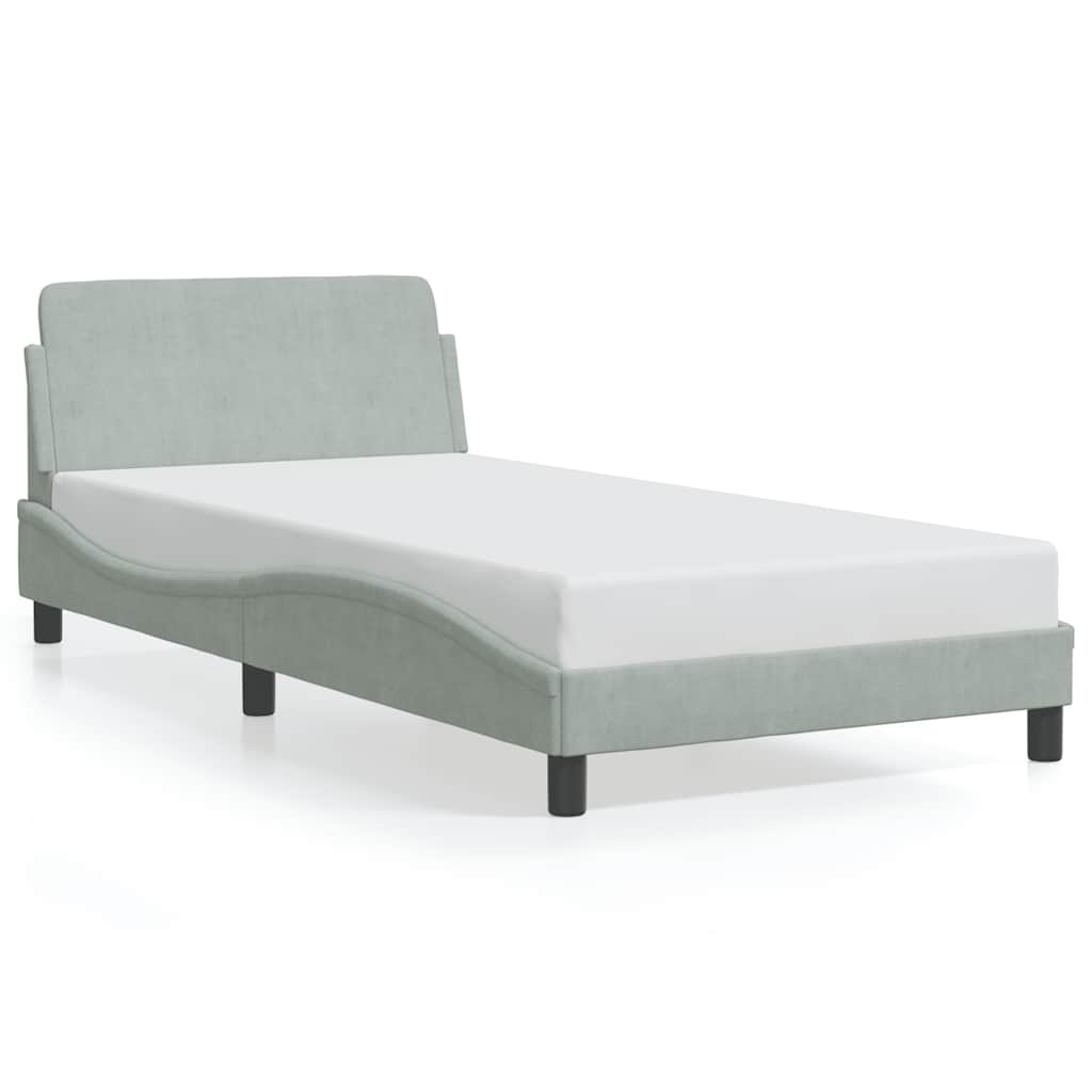 Okvir za krevet Dover svjetlosivi 100x190 cm baršunasti