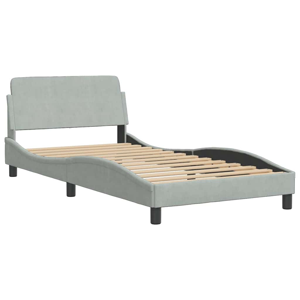 Okvir za krevet Dover svjetlosivi 100x190 cm baršunasti