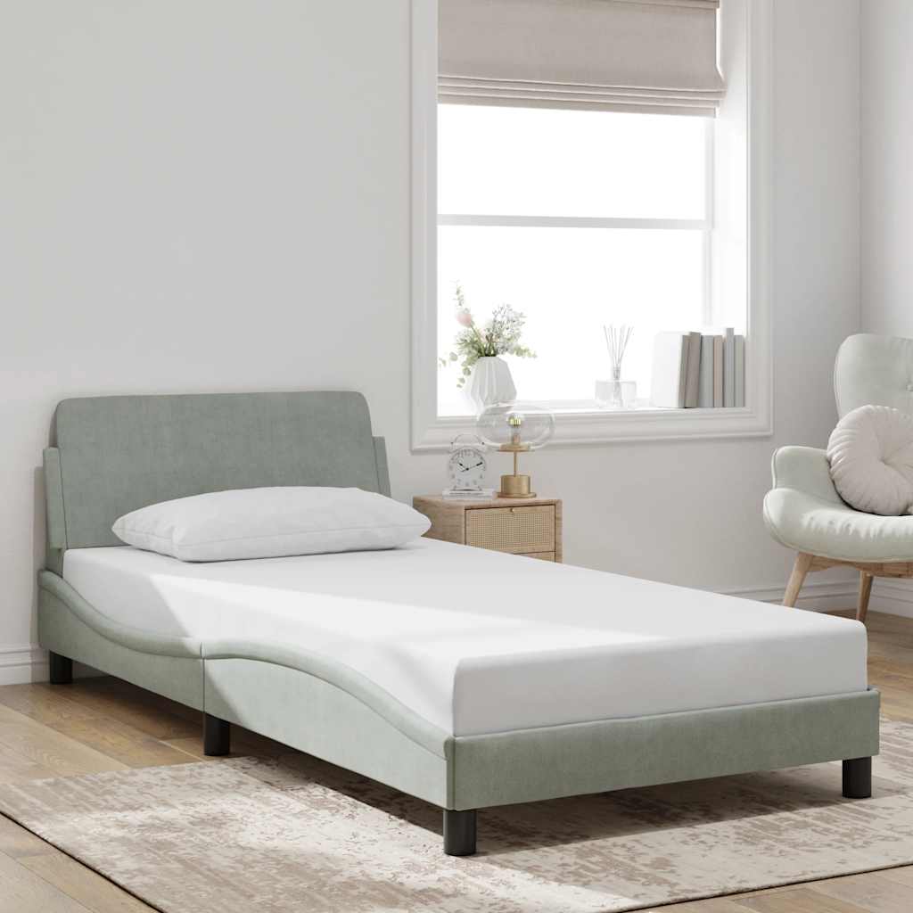 Okvir za krevet Dover svjetlosivi 100x190 cm baršunasti