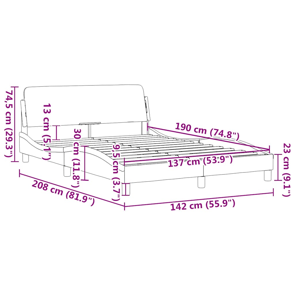 Okvir za krevet Dover tamnosivi 137x190 cm od tkanine