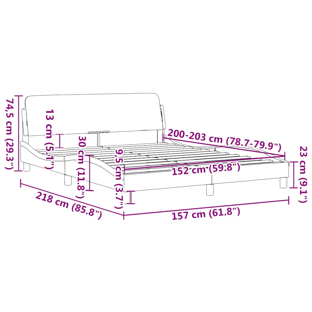 Okvir za krevet Dover crni 152x203 cm od umjetne kože