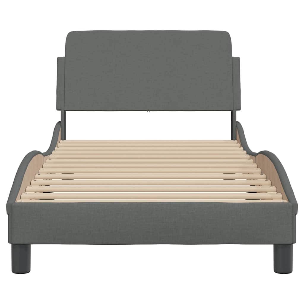 Okvir za krevet Dover tamno sivi 90x190 cm tkanina