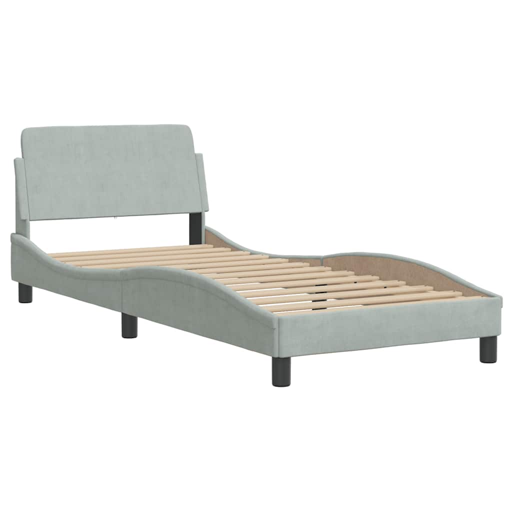 Okvir za krevet Dover svijetlosivi 90x190 cm baršun