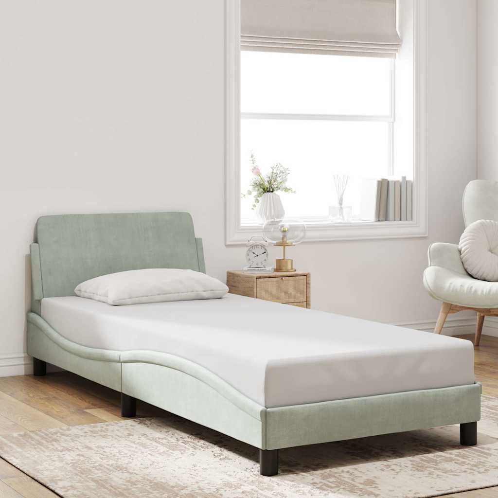 Okvir za krevet Dover svijetlosivi 90x190 cm baršun