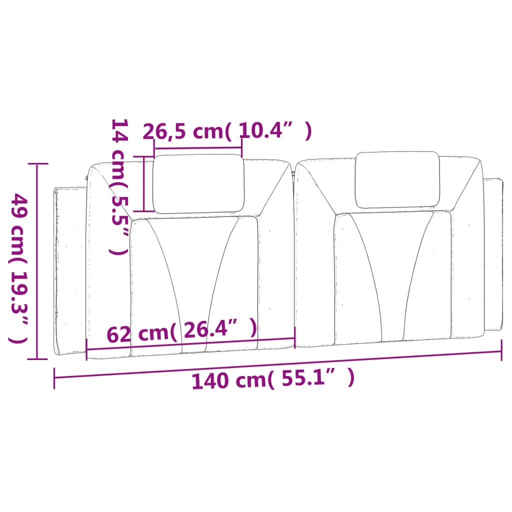 Jastuk za uzglavlje Viana bijelo-crni 140 cm od umjetne kože