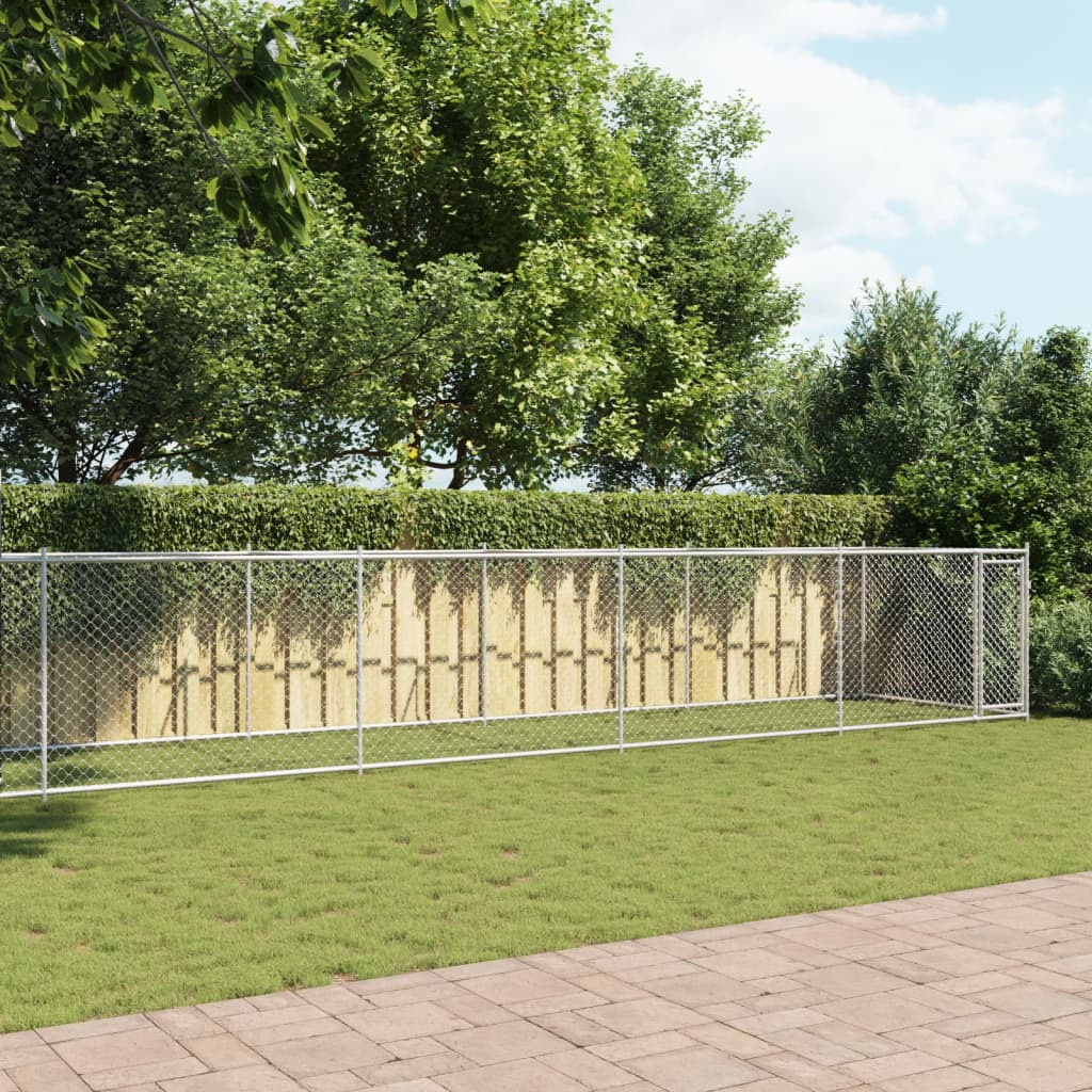 Kavez za pse s vratima sivi 10x2x1,5 m od pocinčanog čelika