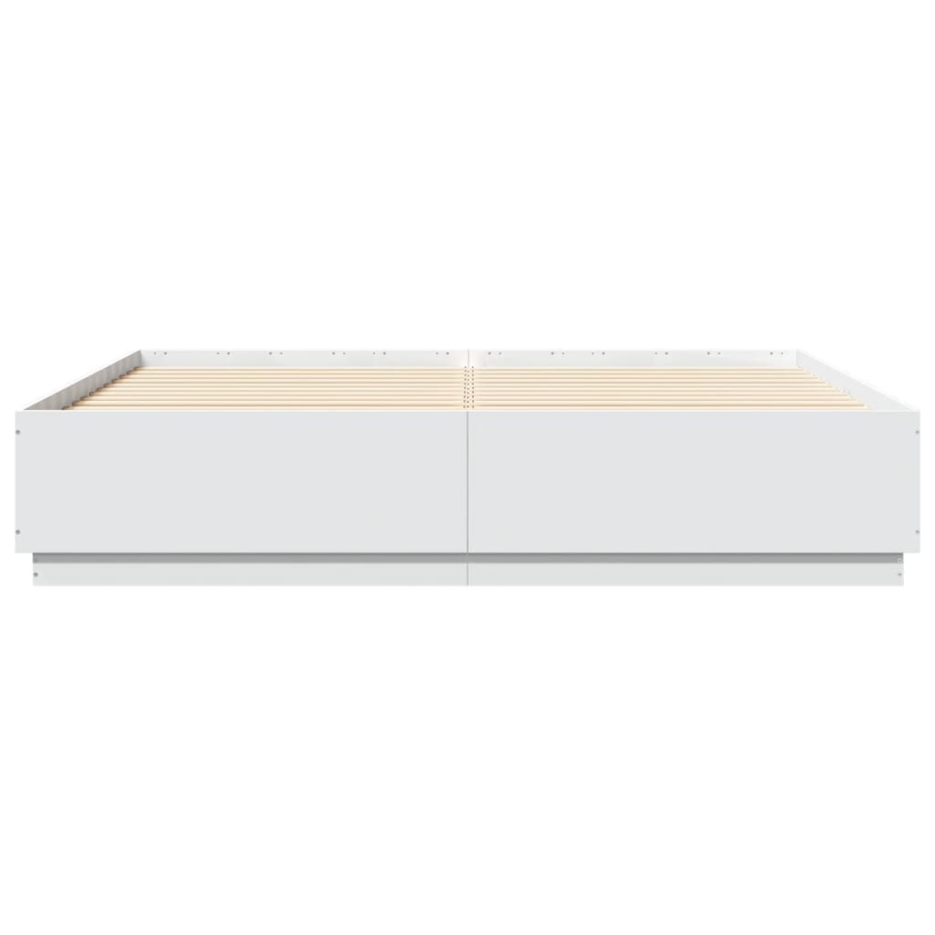 Okvir kreveta LED bijeli 200 x 200 cm konstruirano drvo