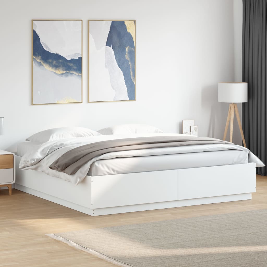 Okvir kreveta LED bijeli 200 x 200 cm konstruirano drvo