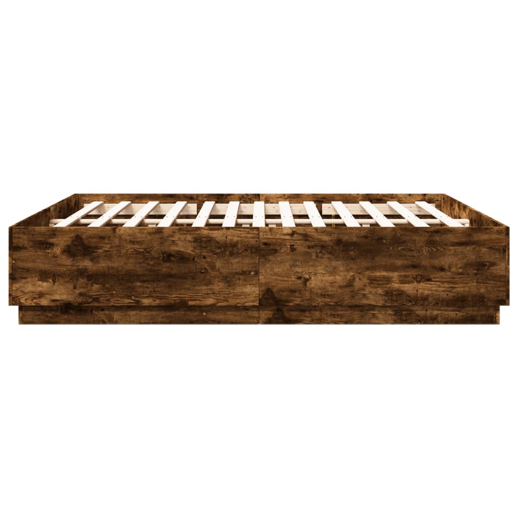 Okvir kreveta s LED svjetlima boja hrasta 200 x 200 cm drveni